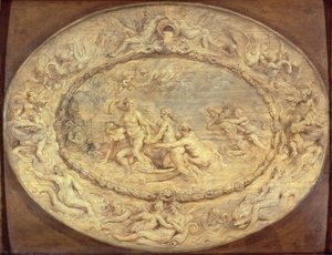 O Nascimento de Vênus, c.1632-33 (giz preto e óleo no painel) de Peter Paul Rubens