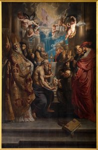 A Disputa do Santo Sacramento, c.1609 (óleo sobre painel) de Peter Paul Rubens