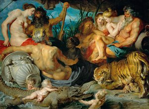 Os Quatro Continentes, c.1615 (óleo sobre tela) de Peter Paul Rubens
