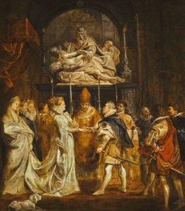 Marraige, por procuração da princesa Maria de "Medici e do rei Henrique IV da França no Duomo, Florença, 5 de outubro de 1600, de Peter Paul Rubens
