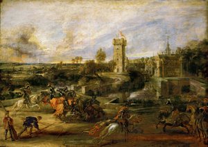 O Torneio (óleo sobre madeira) de Peter Paul Rubens