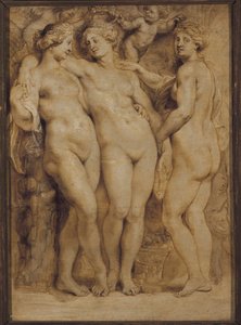 Três graças ( Pintura monocromática de Peter Paul Rubens