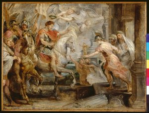 Entrada triunfante de Constantino em Roma (óleo sobre madeira) de Peter Paul Rubens