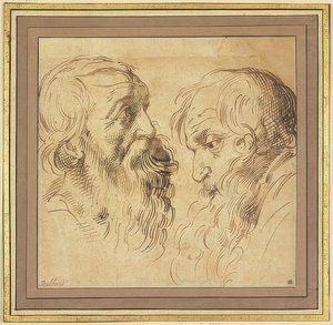 Duas cabeças barbadas no perfil à direita e à esquerda de Peter Paul Rubens