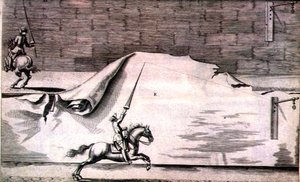 Dois cavaleiros treinando com lanças do 
