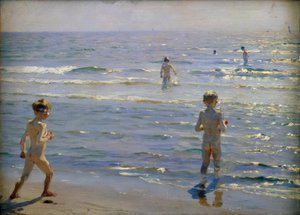 Meninos banhistas. Sol. Skagen de Peder Severin Krøyer