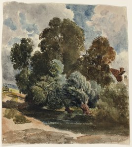 Grove of Trees (reto), Sketch of Aderley Church (verso) de Peter de Wint