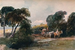 Carrinho de feno atravessando um riacho, c1824 de Peter de Wint