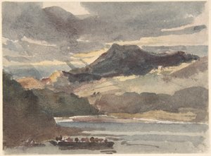 Estudo para «O ferry» - Snowdon visto de Llyn Padran, Norte de Gales de Peter de Wint