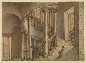 Escadaria do Belvedere, da Scala di Chiocciola de Bramante, no Cortile di San Damaso, Vaticano