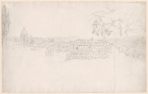 Panorama de fantasia de Roma de São Pedro ao Castel San Angelo de Peter von Hess