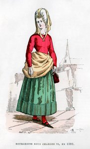 Bourgeoise em traje da época de Carlos VI da França, 1382 1882-1884. de Petit