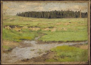 Paisagem no Verão (óleo sobre tela) de Petr Ivanovic Petrovichev