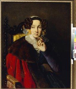 Retrato de M.I. Zhadimirovskaya (?). Pintura de Pyotr Vasilyevich Basin (1793-1877), óleo sobre tela. arte russa