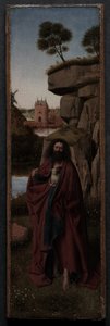 São João Batista numa paisagem, c.1445 (óleo sobre painel) de Petrus Christus