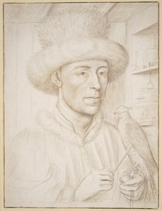 O Falcoeiro, c.1445-50 (ponta de prata com tinta castanha sobre papel) de Petrus Christus
