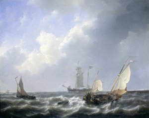 Paisagem marítima das águas da Zelândia de Petrus Johann Schotel