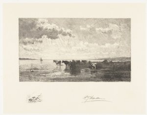 Gado por uma poça de Petrus Johannes Arendzen