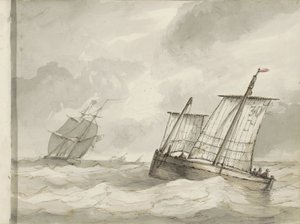 Navios à vela em um mar turbulento