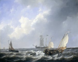 Paisagem das águas da Zeeland, perto da Ilha de Schouwen