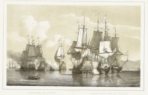 Batalha naval perto de Livorno, 1653
Batalha naval em Livorno. 14 de Março de 1653 / Combat naval près de Livourne. 14 Marte 1653 (título sobre o objecto)