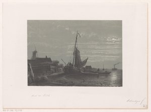 Veleiro em terra firme ao luar de Petrus Paulus Schiedges (I)