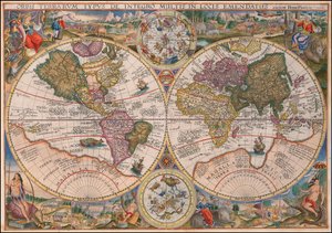 Mapa-múndi do hemisfério duplo de 1594 de Petrus Plancius de Petrus Plancius