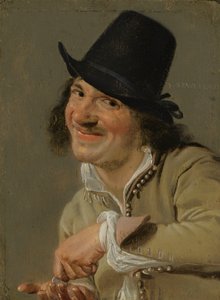 Audição: Um Homem a Contar Moedas. . Da série Personificações dos Cinco Sentidos, c.1635-66 (óleo sobre madeira) de Petrus Staverenus