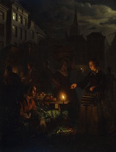 Uma cena do mercado à noite,