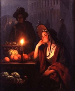 Market Stall at Night (óleo sobre painel)