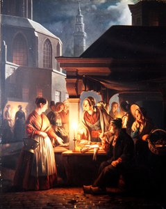A banca de peixe (óleo em painel)