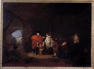Traço humano de Luís XVI: no inverno de 1784 o rei dá a almona aos habitantes de Versalhes Pintura de Luís Filibert Debucourt (1755-1832) 1785 Sol. 0,61x0,83 m de Philibert Louis Debucourt