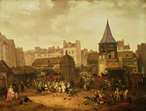Regozijando-se em Les Halles para celebrar o nascimento de Dauphin Louis da França (1781-89) 21 de janeiro de 1781, 1783 de Philibert Louis Debucourt