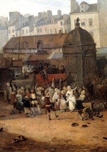 Rejouissances da cidade de Paris aux Halles em 21-01-1782 por ocasião do nascimento do Dauphin Louis Joseph da França de Philibert Louis Debucourt