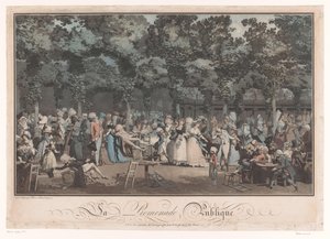 Para Ver e Ser Visto
Elegante empresa no Jardin du Palais Royal em Paris
La Promenade Publique (título sobre o objecto) de Philibert Louis Debucourt