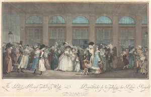 O Palais Royal - Passeio da Galeria / Promenade de la Galerie du Palais Royal de Philibert Louis Debucourt after Claude Louis Desrais