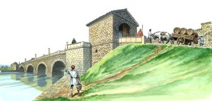 Pilar da Ponte Chesters da Muralha de Adriano, século II, 1990-2010