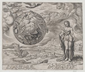 Homem Nascido para Trabalhar, de The Reward of Labor and Diligence, placa 1, 1572., 1572.