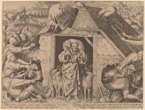 A Parábola do Bom Pastor de Philip Galle after Pieter Bruegel the Elder