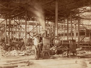 Máquina a vapor perto do Grande Transepto, Palácio de Cristal, 1851.