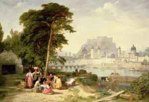 Cidade de Salzburgo, o Palácio do Arcebispo na Rocha de Philip Hutchins Rogers