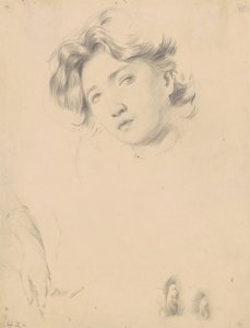 Estudo para a cabeça de uma menina, c.1900 (grafite em papel de palha)