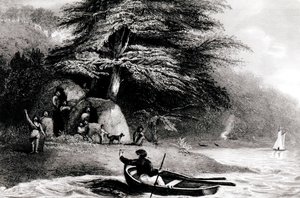 Wigwams Fuegian em Hope Harbour no Canal Magdalen, gravado por S. Bull, 1838 de Philip Parker King