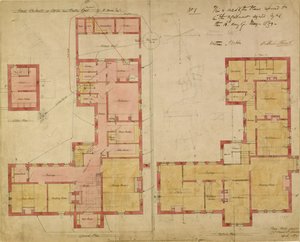 Planos para a Casa Vermelha, Bexley Heath, 1859 (caneta e tinta e wc no papel)