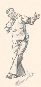 Desenho a lápis de chumbo por Phil May, século c19th 1903-1904