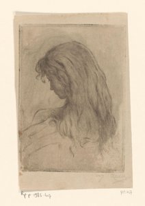 Mulher com cabelo comprido, vista de trás
Etude de morsure (título original)