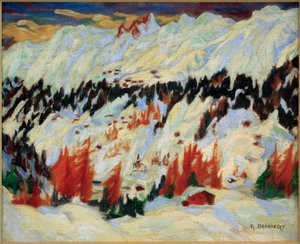Paisagem do inverno perto de Davos Frauenkirch, (paisagem do inverno perto de Davos Glacis) de Philipp Bauknecht