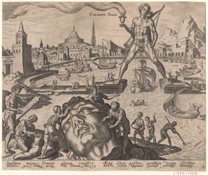 O Colosso de Rodes da série Oitava Maravilha do Mundo Depois de Maarten van Heemskerck, 1572