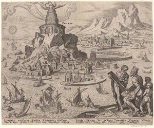 O farol em Alexandria da série As oitavas maravilhas do mundo Depois de Maarten van Heemskerck, 1572