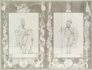 Carlos Magno (742-814) e Heymon, 1804-5 (caneta, tinta e papel) de Philipp Otto Runge